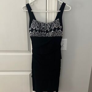 Valerie Bertinelli Black Dress with White Lace Accent